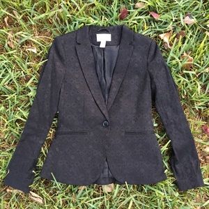 H&M Black Embroidered Geometric Women’s Blazer